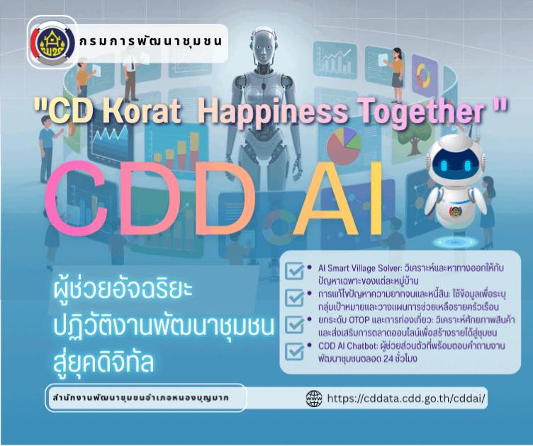 สพอ.หนองบุญมาก ประชาสัมพันธ์ พร้อมเป็นพลังขับเคลื่อนชุมชนด้วย “CDD AI” แล้วหรือยัง? 