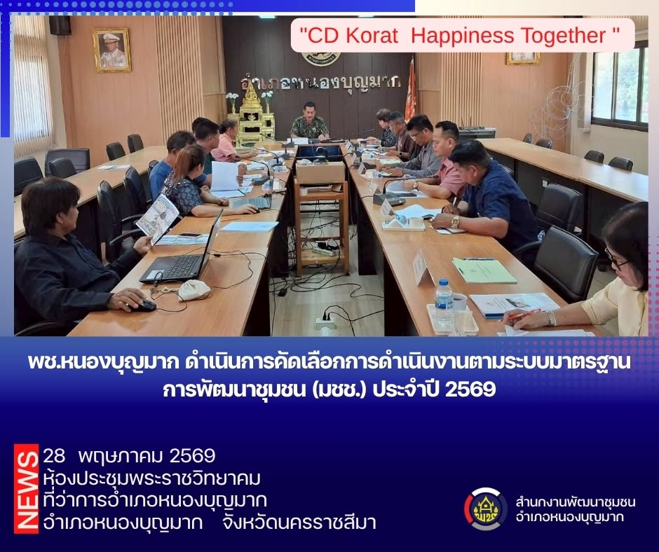 พช.หนองบุญมาก ดำเนินการคัดเลือกการดำเนินงานตามระบบมาตรฐานการพัฒนาชุมชน (มชช.) ประจำปี 2569